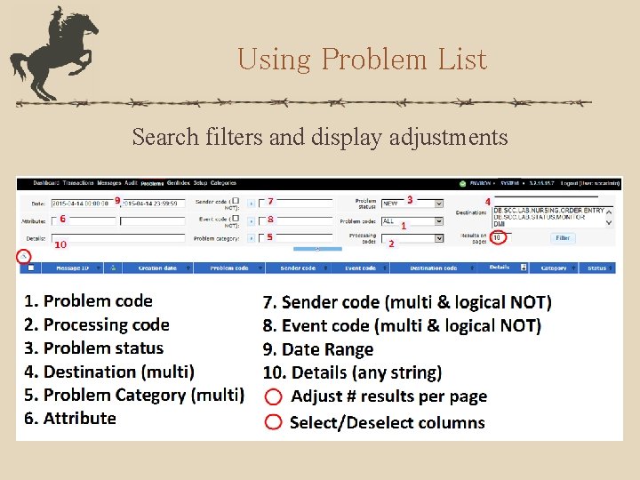 Using Problem List Search filters and display adjustments 