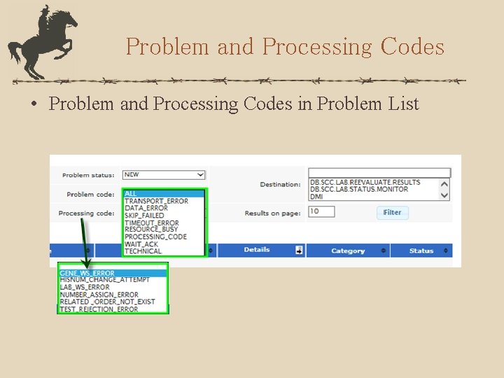 Problem and Processing Codes • Problem and Processing Codes in Problem List 