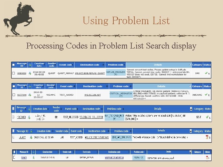 Using Problem List Processing Codes in Problem List Search display 