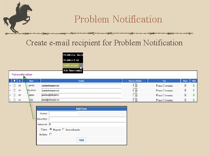 Problem Notification Create e-mail recipient for Problem Notification 