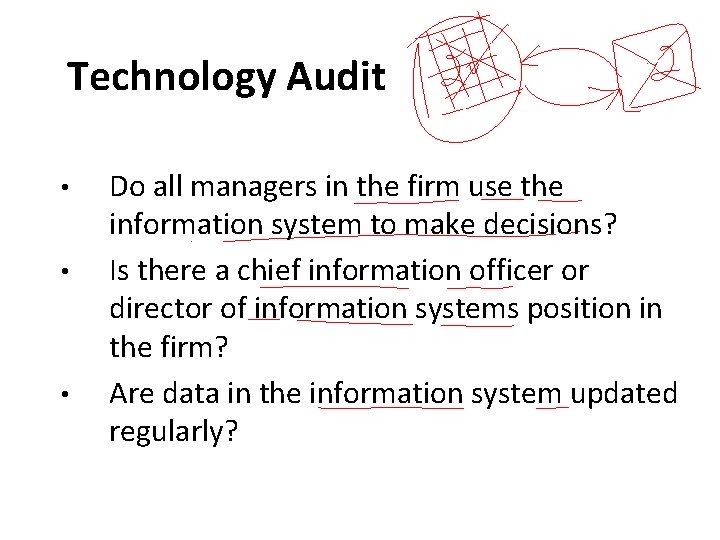Technology Audit • • • Do all managers in the firm use the information
