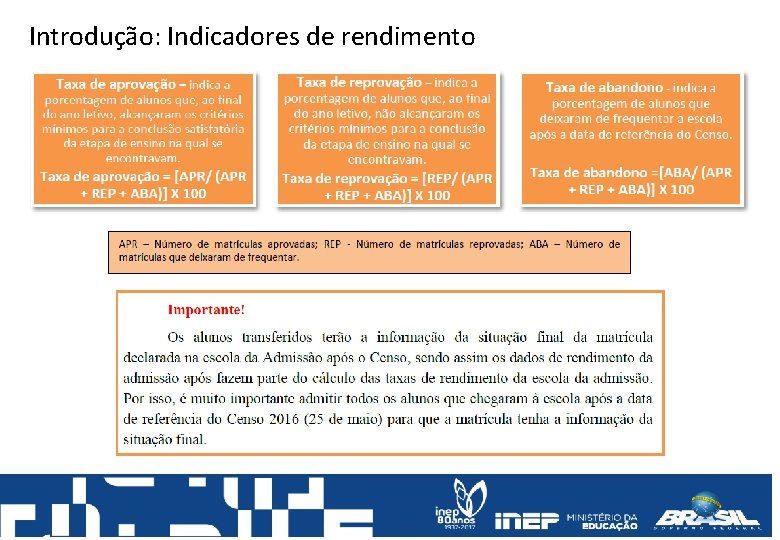 Introdução: Indicadores de rendimento 