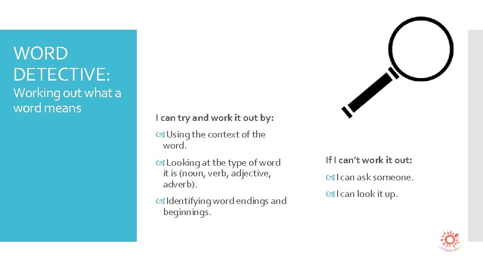 WORD DETECTIVE: Working out what a word means I can try and work it