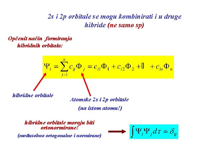 2 s i 2 p orbitale se mogu kombinirati i u druge hibride (ne