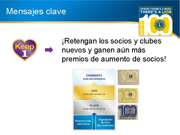 Mensajes clave ¡Retengan los socios y clubes nuevos y ganen aún más premios de