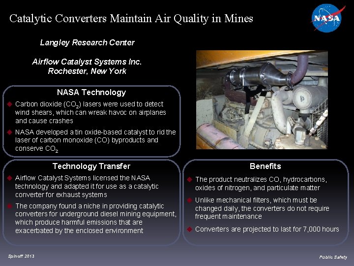 Catalytic Converters Maintain Air Quality in Mines Langley Research Center Airflow Catalyst Systems Inc.