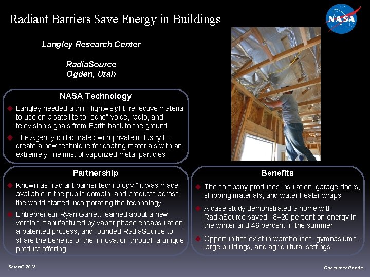 Radiant Barriers Save Energy in Buildings Langley Research Center Radia. Source Ogden, Utah NASA