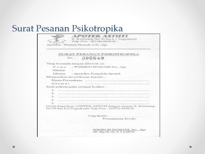 Surat Pesanan Psikotropika 