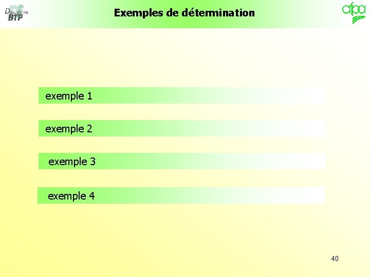 Exemples de détermination exemple 1 exemple 2 exemple 3 exemple 4 40 