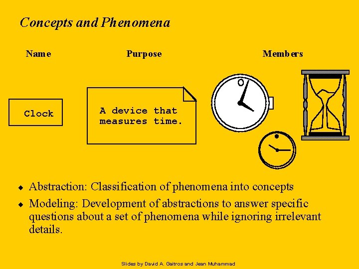 Concepts and Phenomena Name Purpose Clock A device that measures time. ¨ ¨ Members