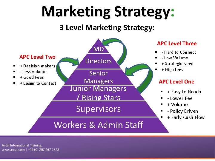 Marketing Strategy: 3 Level Marketing Strategy: APC Level Two § § + Decision makers