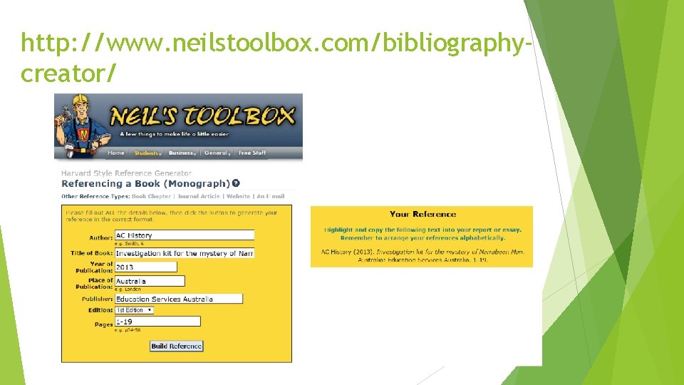 http: //www. neilstoolbox. com/bibliographycreator/ 