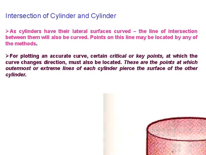 Intersection of Cylinder and Cylinder ØAs cylinders have their lateral surfaces curved – the Intersection of Cylinder and Cylinder ØAs cylinders have their lateral surfaces curved – the