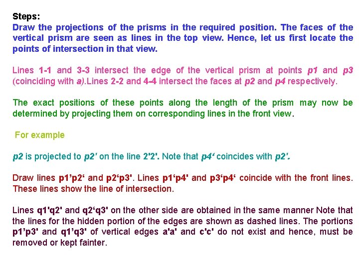 Steps: Draw the projections of the prisms in the required position. The faces of Steps: Draw the projections of the prisms in the required position. The faces of