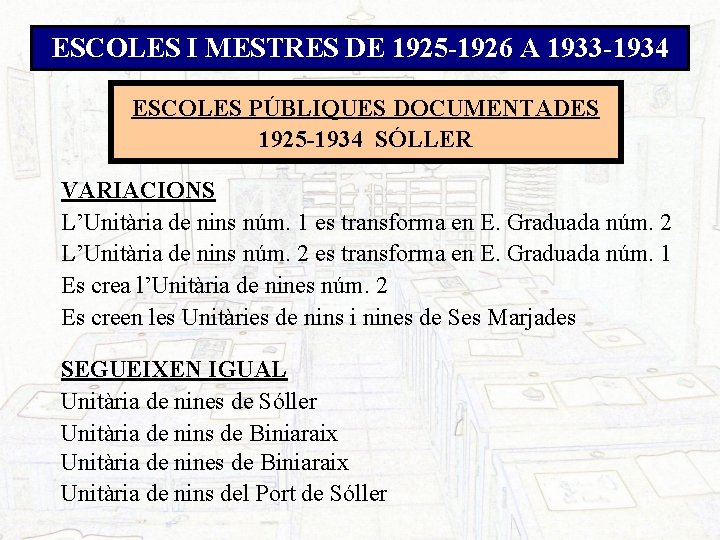 ESCOLES I MESTRES DE 1925 -1926 A 1933 -1934 ESCOLES PÚBLIQUES DOCUMENTADES 1925 -1934