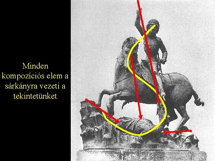 Minden kompozíciós elem a sárkányra vezeti a tekintetünket 