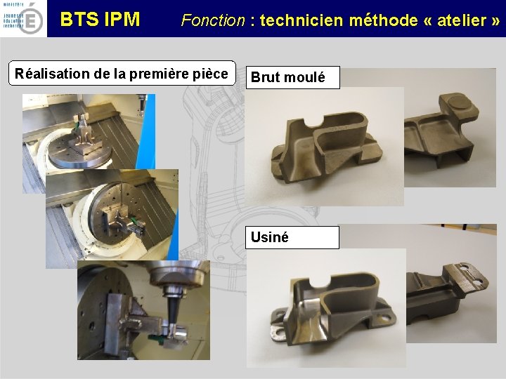 BTS IPM Fonction : technicien méthode « atelier » Réalisation de la première pièce