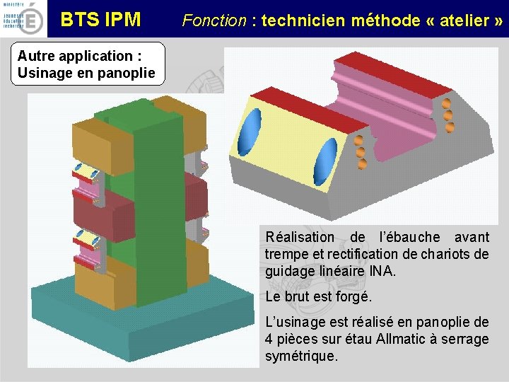 BTS IPM Fonction : technicien méthode « atelier » Autre application : Usinage en