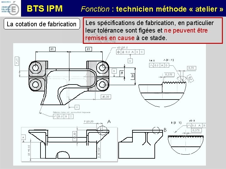 BTS IPM La cotation de fabrication Fonction : technicien méthode « atelier » Les