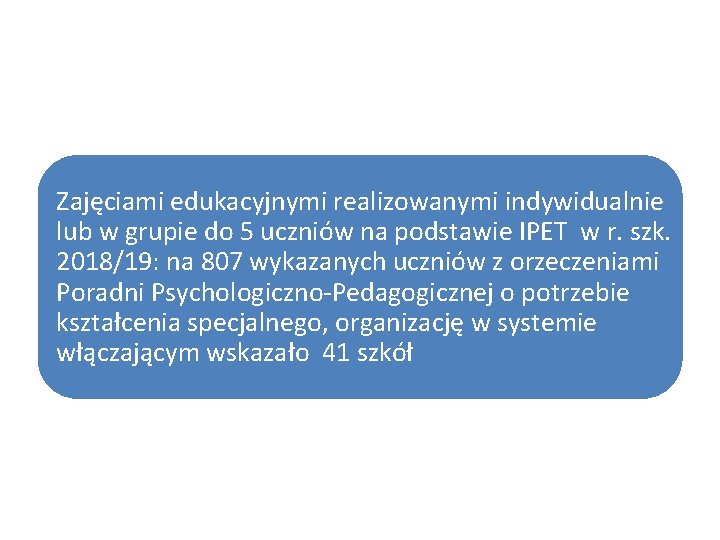 Zajęciami edukacyjnymi realizowanymi indywidualnie lub w grupie do 5 uczniów na podstawie IPET w