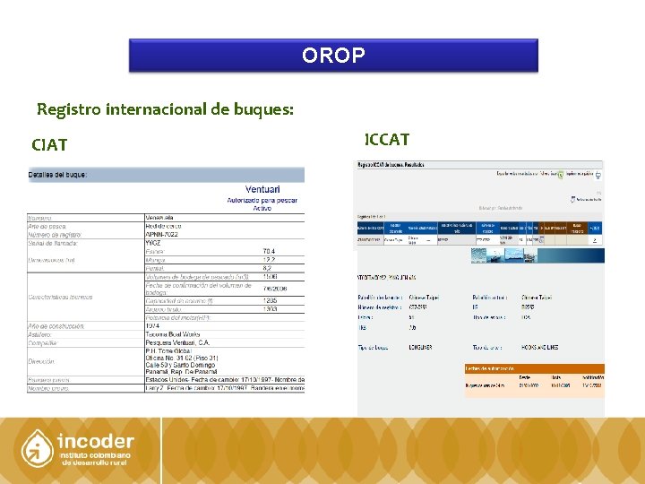 OROP Registro internacional de buques: CIAT ICCAT 