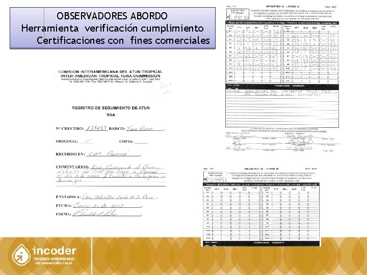 OBSERVADORES ABORDO Herramienta verificación cumplimiento Certificaciones con fines comerciales 