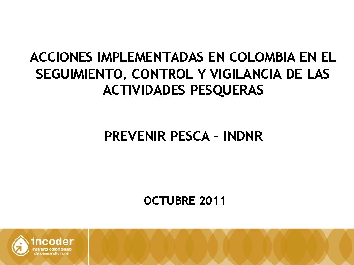 ACCIONES IMPLEMENTADAS EN COLOMBIA EN EL SEGUIMIENTO, CONTROL Y VIGILANCIA DE LAS ACTIVIDADES PESQUERAS