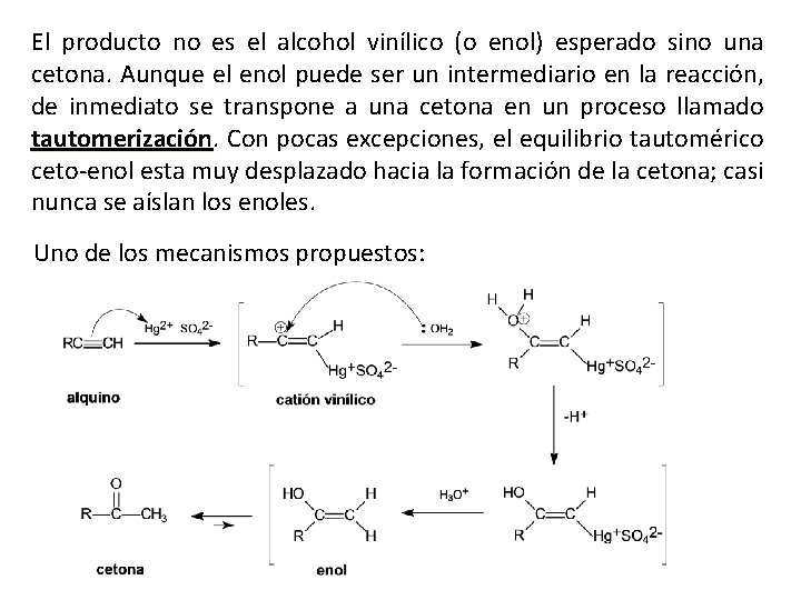 El producto no es el alcohol vinílico (o enol) esperado sino una cetona. Aunque