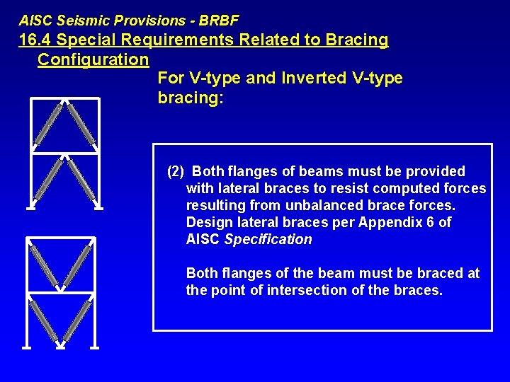 AISC Seismic Provisions - BRBF 16. 4 Special Requirements Related to Bracing Configuration For