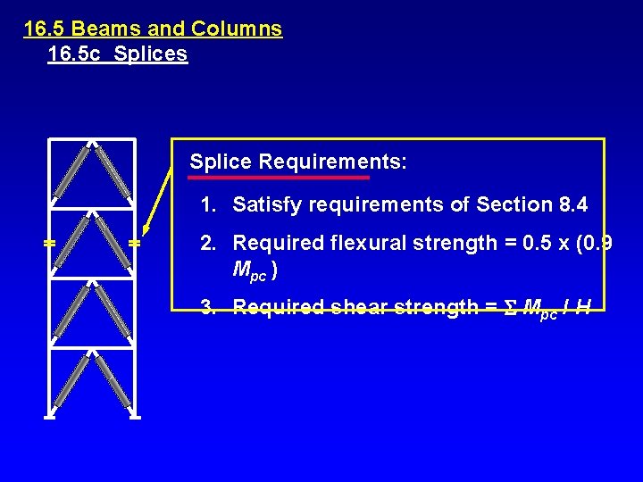 16. 5 Beams and Columns 16. 5 c Splices Splice Requirements: 1. Satisfy requirements