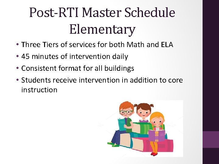 Post-RTI Master Schedule Elementary • • Three Tiers of services for both Math and