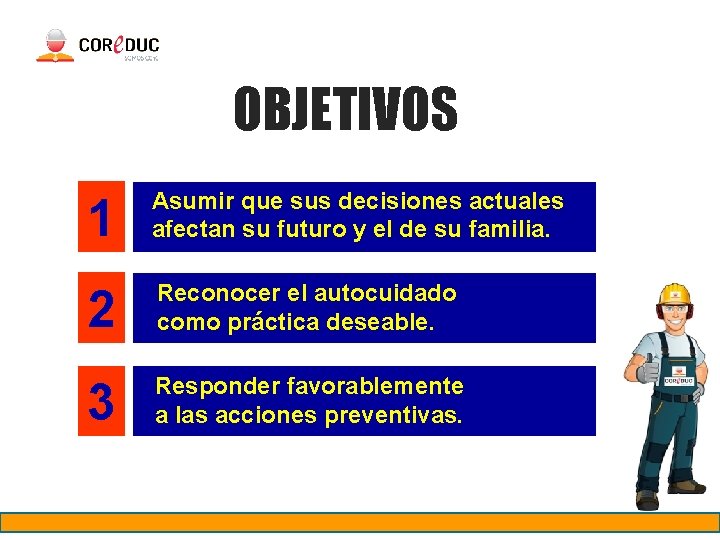 OBJETIVOS 1 Asumir que sus decisiones actuales afectan su futuro y el de su