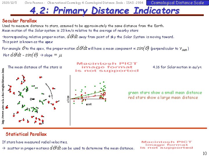 2020/12/5 Chris Pearson : Observational Cosmology 4: Cosmological Distance Scale - ISAS -2004 Cosmological