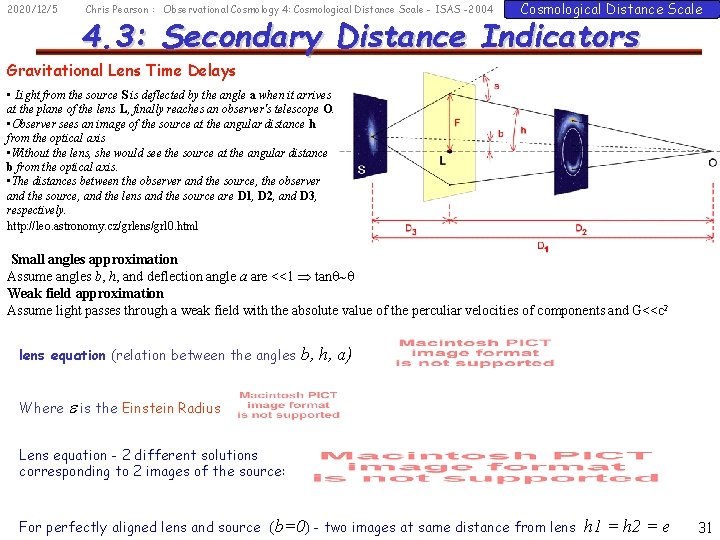 2020/12/5 Chris Pearson : Observational Cosmology 4: Cosmological Distance Scale - ISAS -2004 Cosmological