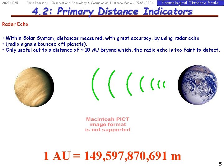 2020/12/5 Chris Pearson : Observational Cosmology 4: Cosmological Distance Scale - ISAS -2004 Cosmological