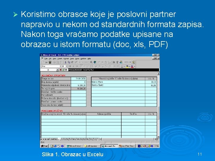 Ø Koristimo obrasce koje je poslovni partner napravio u nekom od standardnih formata zapisa.