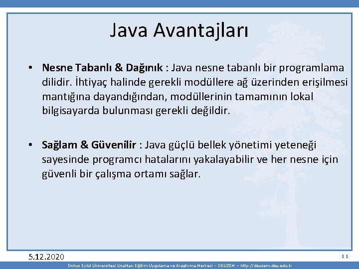 Java Avantajları • Nesne Tabanlı & Dağınık : Java nesne tabanlı bir programlama dilidir.