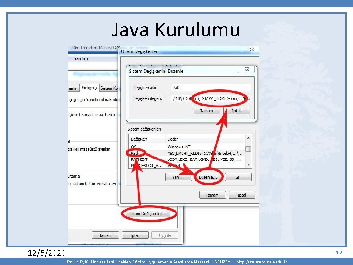 Java Kurulumu 12/5/2020 17 Dokuz Eylül Üniversitesi Uzaktan Eğitim Uygulama ve Araştırma Merkezi –