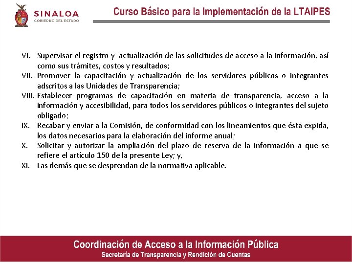 VI. Supervisar el registro y actualización de las solicitudes de acceso a la información,