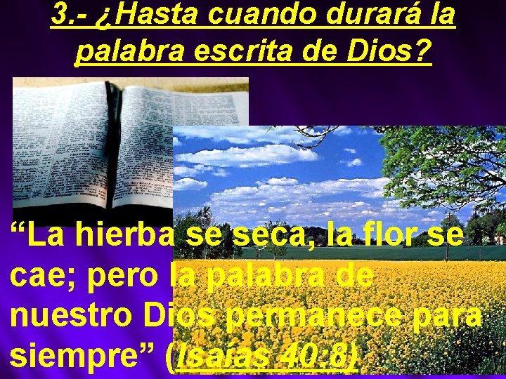 3. - ¿Hasta cuando durará la palabra escrita de Dios? “La hierba se seca,