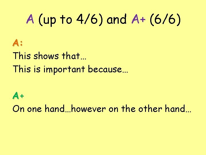 A (up to 4/6) and A+ (6/6) A: This shows that… This is important
