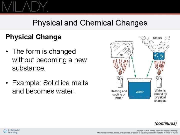 Physical and Chemical Changes Physical Change • The form is changed without becoming a