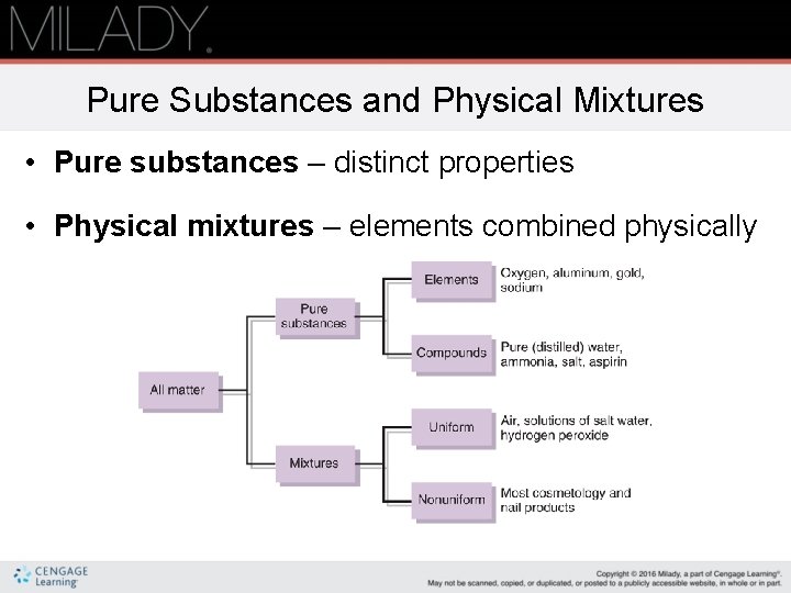 Pure Substances and Physical Mixtures • Pure substances – distinct properties • Physical mixtures Pure Substances and Physical Mixtures • Pure substances – distinct properties • Physical mixtures