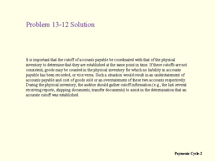 Problem 13 -12 Solution It is important that the cutoff of accounts payable be