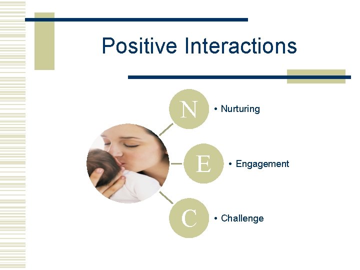 Positive Interactions N E C • Nurturing • Engagement • Challenge 