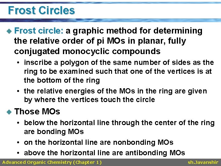 Frost Circles u Frost circle: a graphic method for determining the relative order of