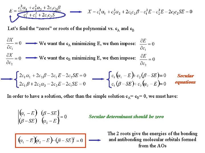 Let’s find the “zeros” or roots of the polynomial vs. c. A and c.