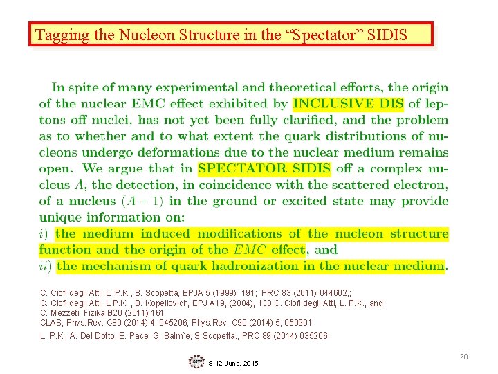 Tagging the Nucleon Structure in the “Spectator” SIDIS C. Ciofi degli Atti, L. P.
