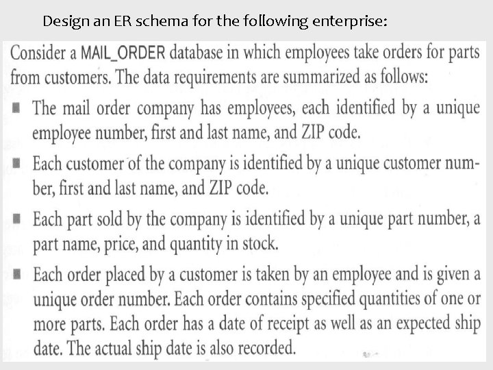 Design an ER schema for the following enterprise: Design an ER schema for the following enterprise: