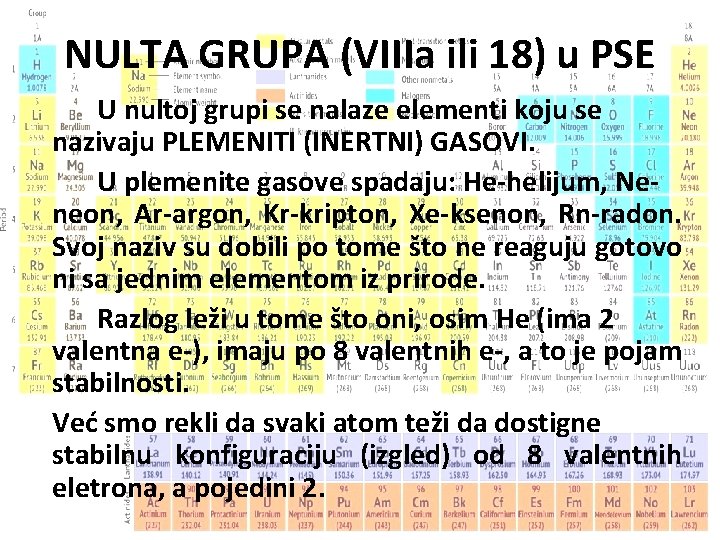 NULTA GRUPA (VIIIa ili 18) u PSE U nultoj grupi se nalaze elementi koju NULTA GRUPA (VIIIa ili 18) u PSE U nultoj grupi se nalaze elementi koju